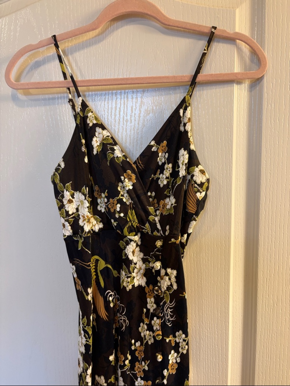 Dark Brown Floral Maxi Slip Dress with Spaghetti Straps - Picture 7 of 13